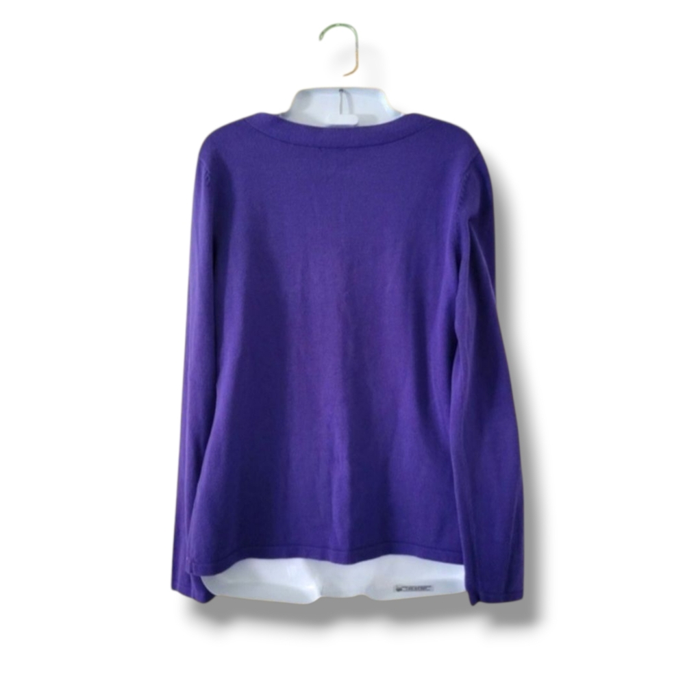 J. Jill | Pretty Purplish Blue Long Sleeve Knit Sweater (SIZE M) - Picture 2 of 10